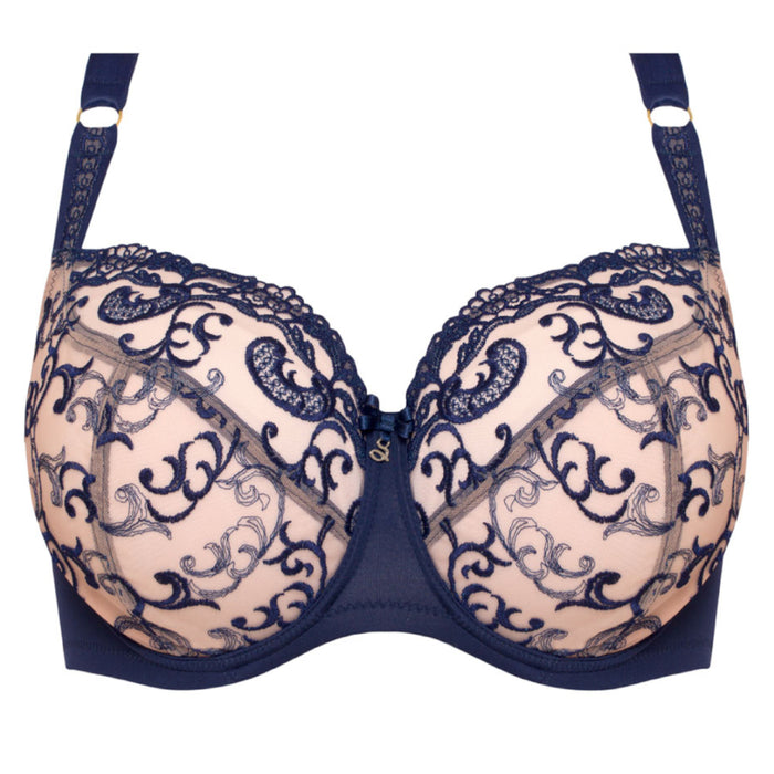 Sheer Mesh 3-Part Full Cup Underwire Bra Navy Blue Intimates