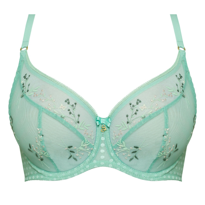 Sheer Mesh Tulle Tulip Seam Balconette Bra Juno Green Mint Underwear