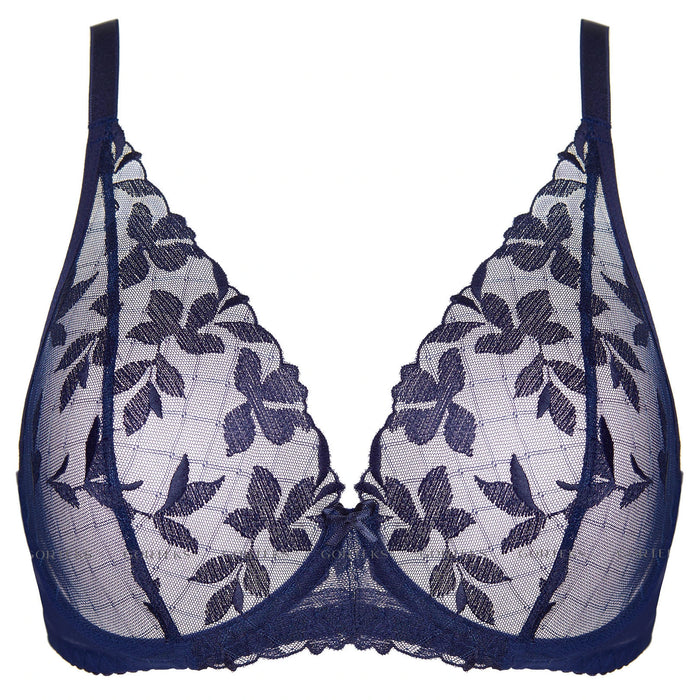 Sheer Mesh Plunge Bra Gorteks Mona Navy Blue