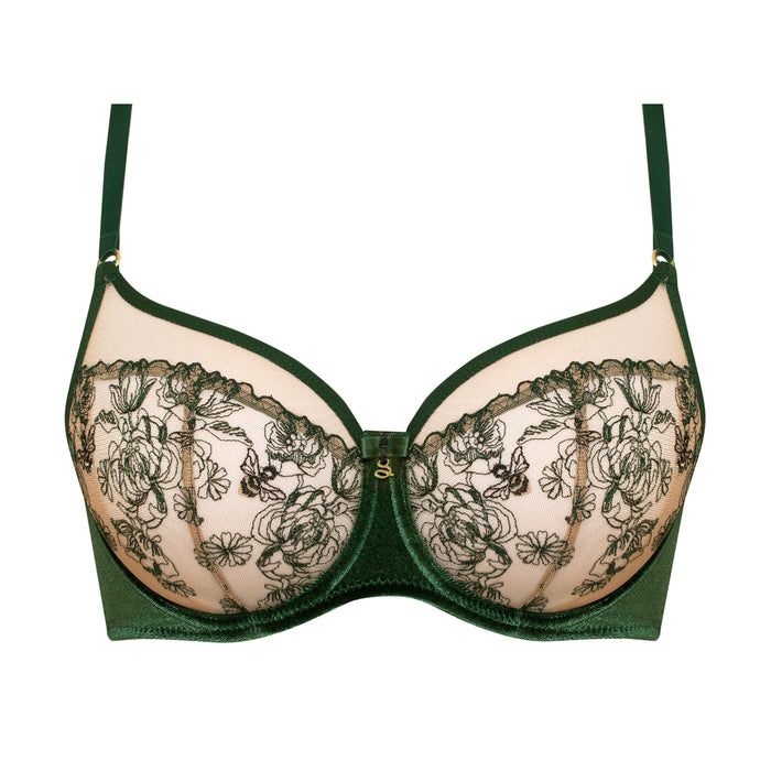 Velvet Sheer Embroidered Full Figure Bra Ola