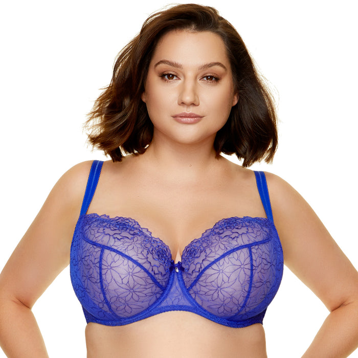Sheer Lace Balcony Bra Gorteks Pamela Sapphire Plus Size