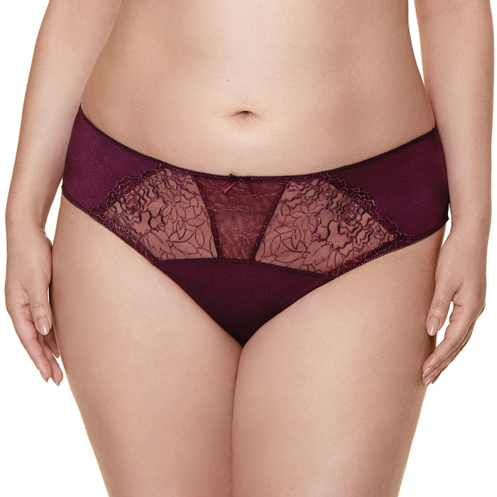 Semi Sheer Low Rise Bikini Panty Gorteks Pamela Aubergine