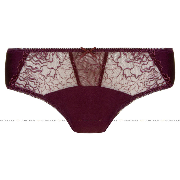 Semi Sheer Low Rise Bikini Panty Gorteks Pamela Aubergine