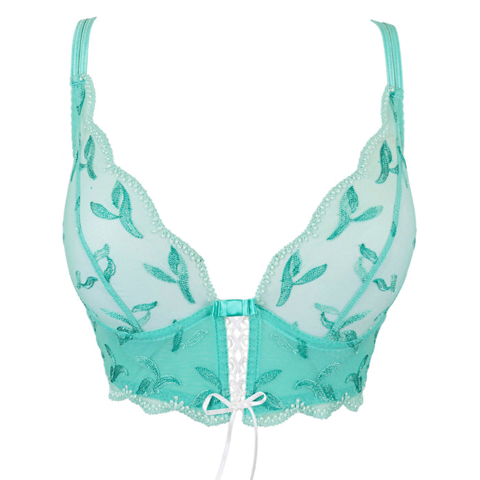 Axami Sheer Mesh Longline Bra Turquoise V-9701