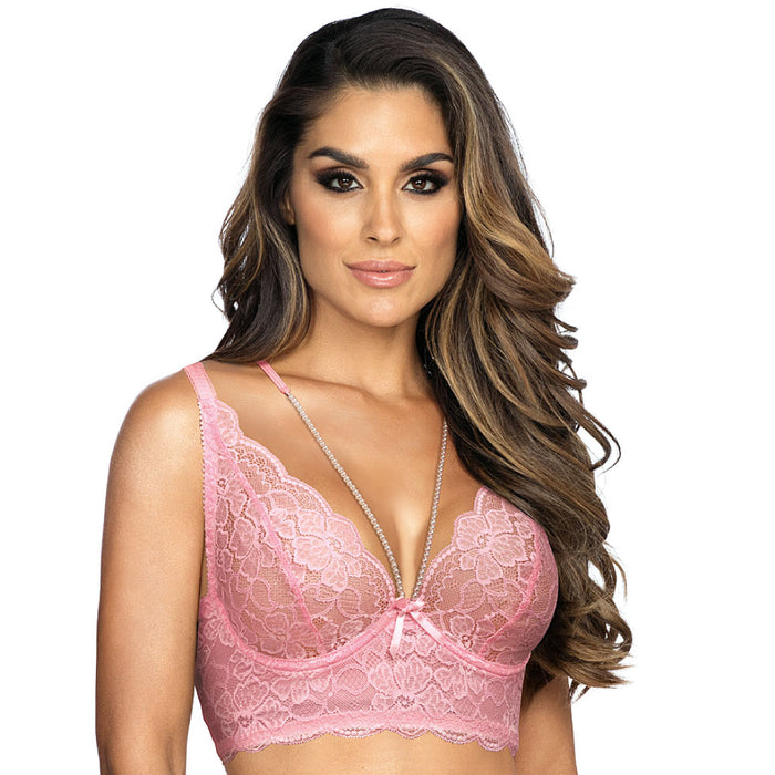 Sheer Lace Longline Bra Axami Rose Shadow