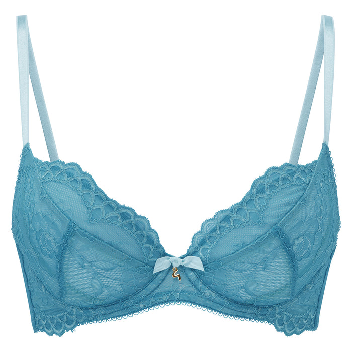 Gossard Superboost Lace Sheer Plunge Bra Ocean Blue