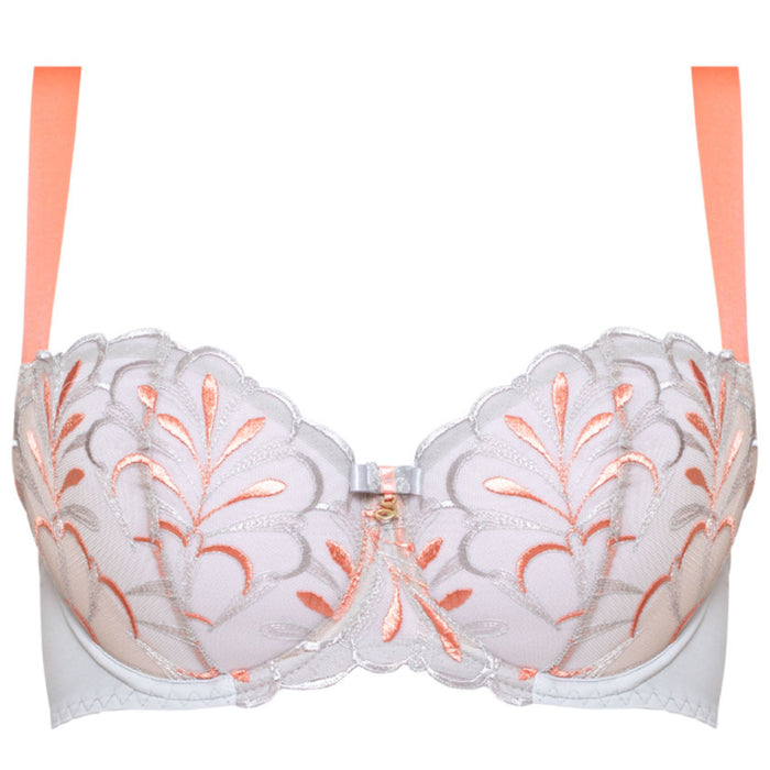 Sheer Mesh Embroidered Balconette Bra Sweet
