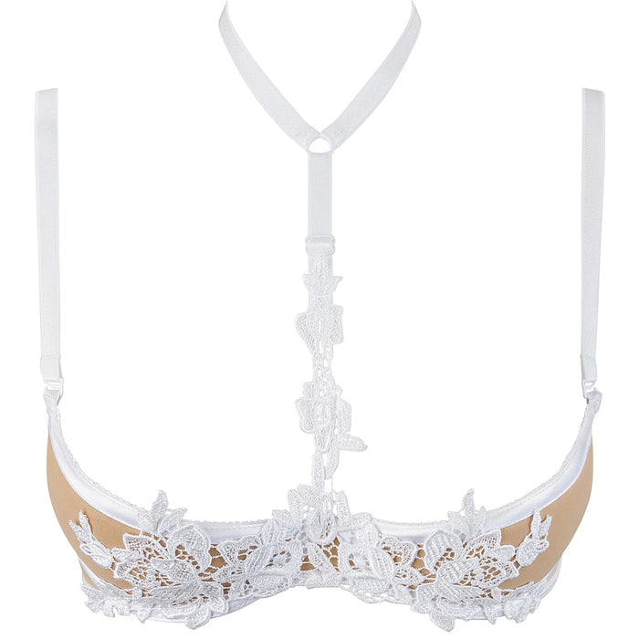 Sexy Open Cup Shelf Bra Axami Naughty in Nude White