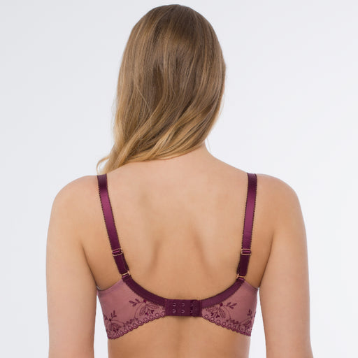 Sheer Mesh Embroidered Balconette Bra Viola back view
