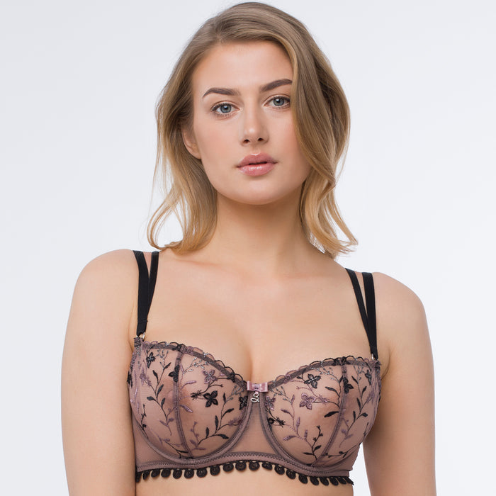 Transparent Embroidered Balconette Bra Antinea