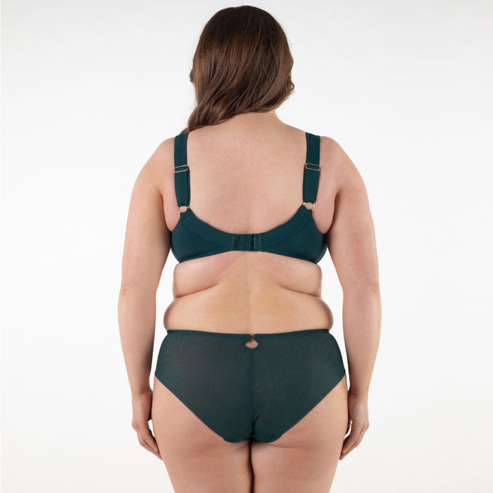 Sheer Mesh Tulle Embroidered Brief Panty Boobie Emerald