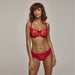 Sexy Sheer Lace Balconette Bra Tango Red