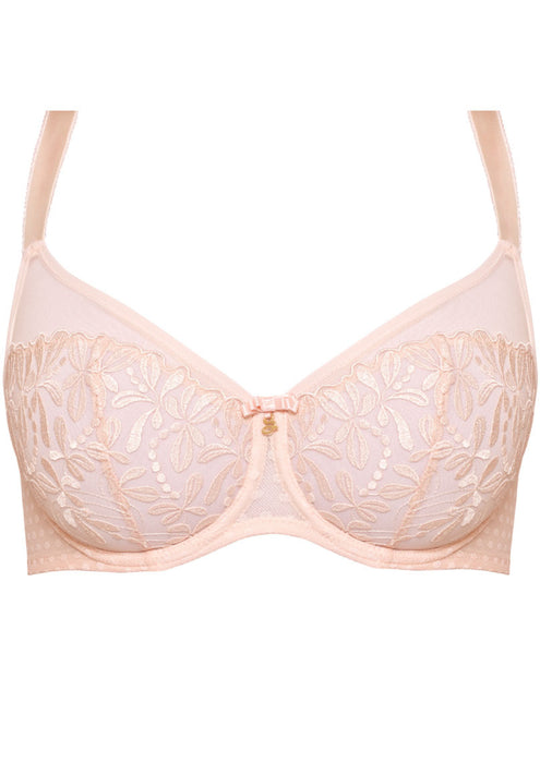 Sheer Mesh Embroidered Full Coverage Bra Donna