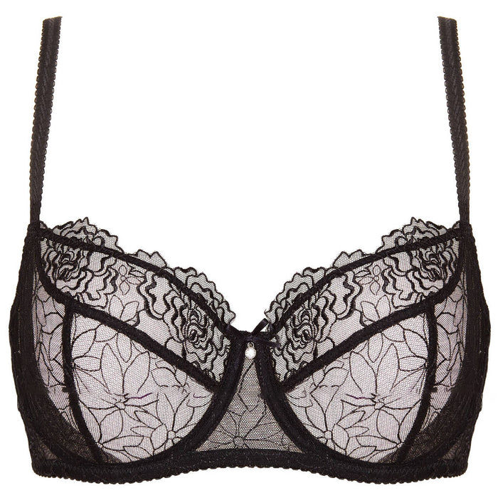 Sexy sheer lace balcony bra Pamela Black