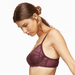 Side profile of Blush Harlow Full Figure Lace Unlined Bra Elderberry Purple highlighting sheer lace cups and supportive underwire.