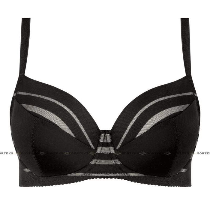 Full Figure Padded Striped Bra Gorteks Luna Black
