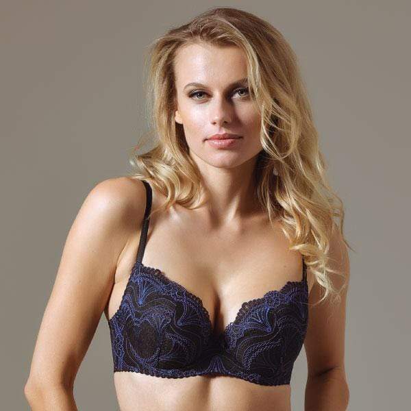 Lavinia Blue Moonlight Lightly Lined Lace Plunge Bra