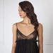 Close-up of Amoralle Eminent Nightdress bodice with delicate sheer lace and fine craftsmanship, highlighting luxury couture lingerie design.