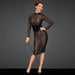 Sexy Sheer Dress Cincher Corset Black Set