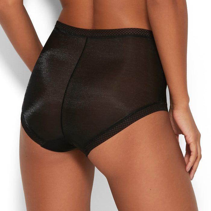 Sheer High Waist Short Panty Glossies Black