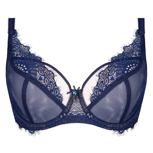 Sheer Mesh Underwire Bra Navy Blue Lingerie
